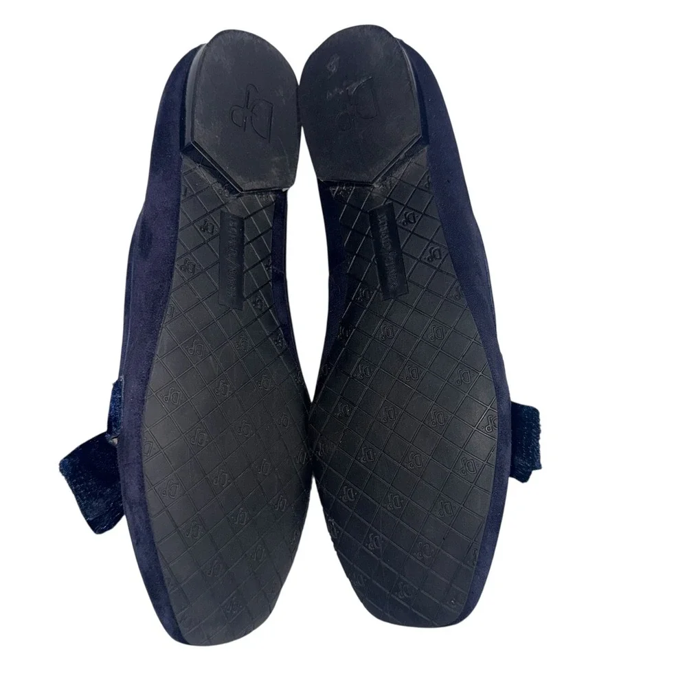 Donald Pliner Harriet Blue Quilted Suede Velvet Bow Loafers Flats Women's Size 8